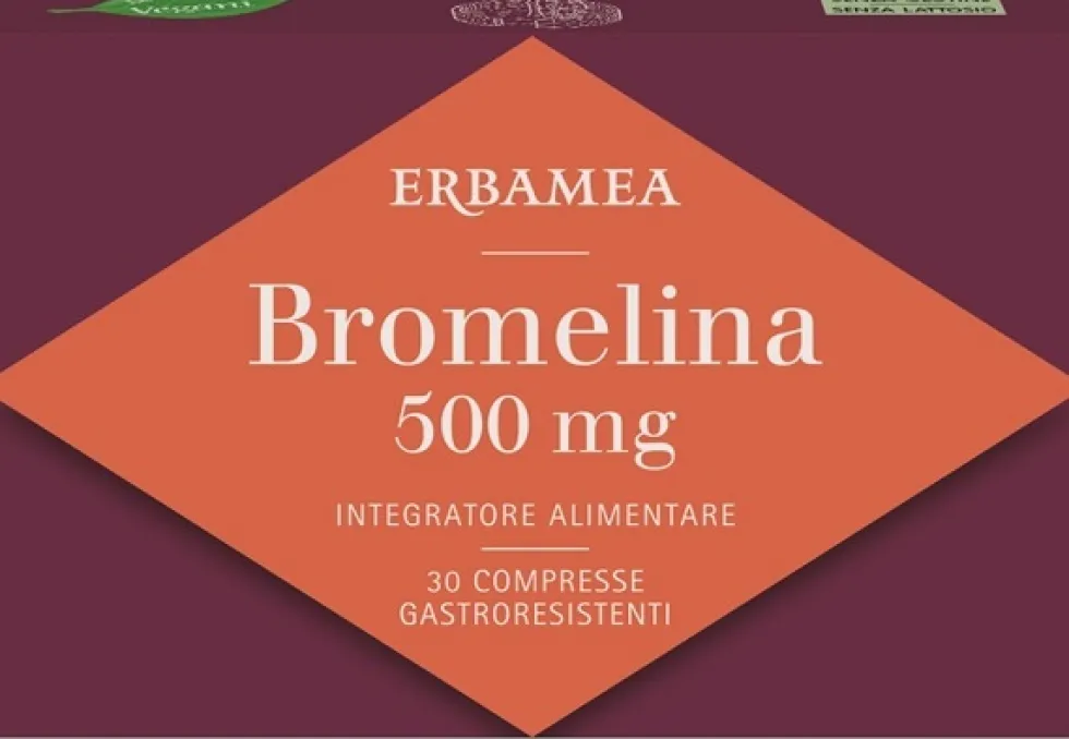 Erbamea Bromelina 500 mg Integratore drenante per il microcircolo e la cellulite, 30 compresse