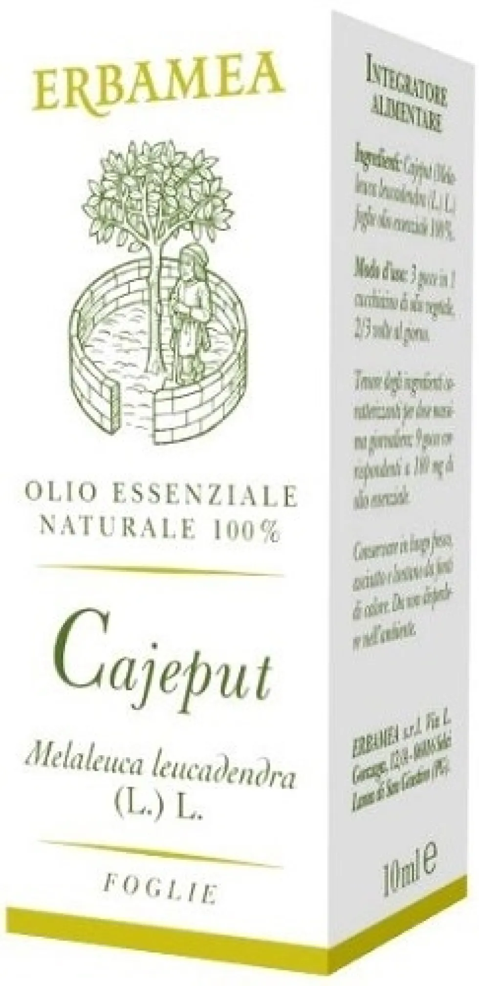 Erbamea Cajeput - Olio essenziale per la funzionalità delle prime vie respiratorie, 10 ml