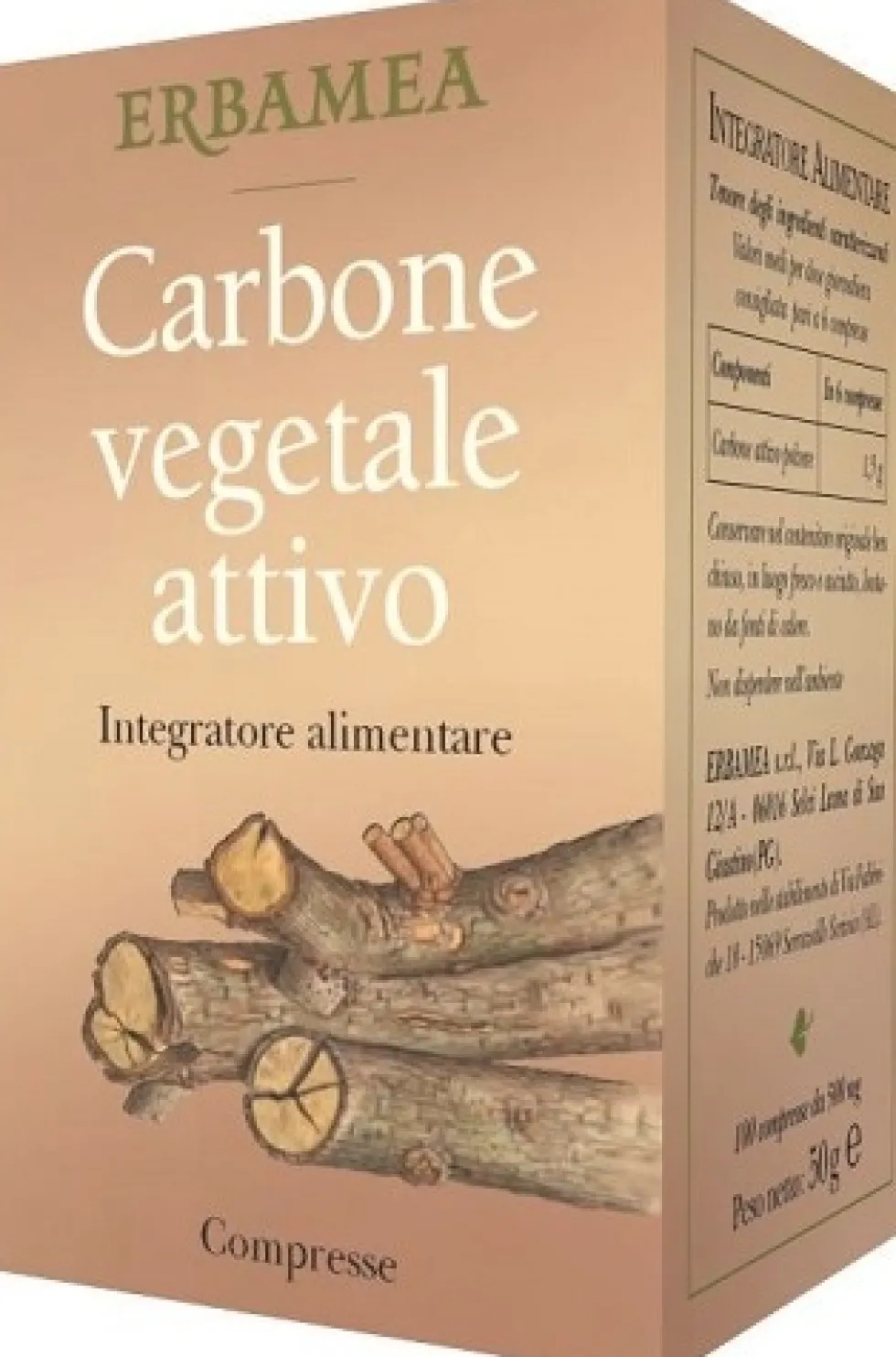 Erbamea Carbone Vegetale Attivo Integratore Transito Intestinale, 100 Capsule