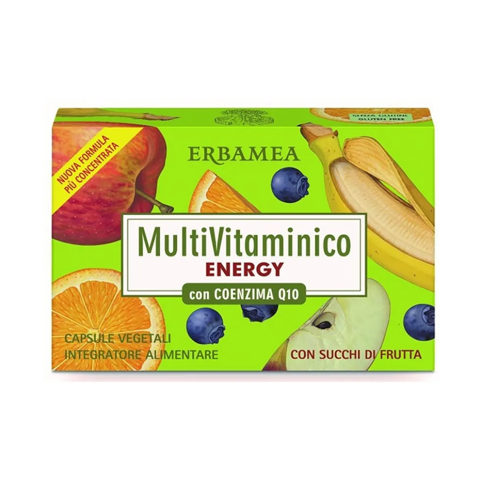 Erbamea Integratore Multivitaminico Energy con Coenzima Q10, 24 Capsule