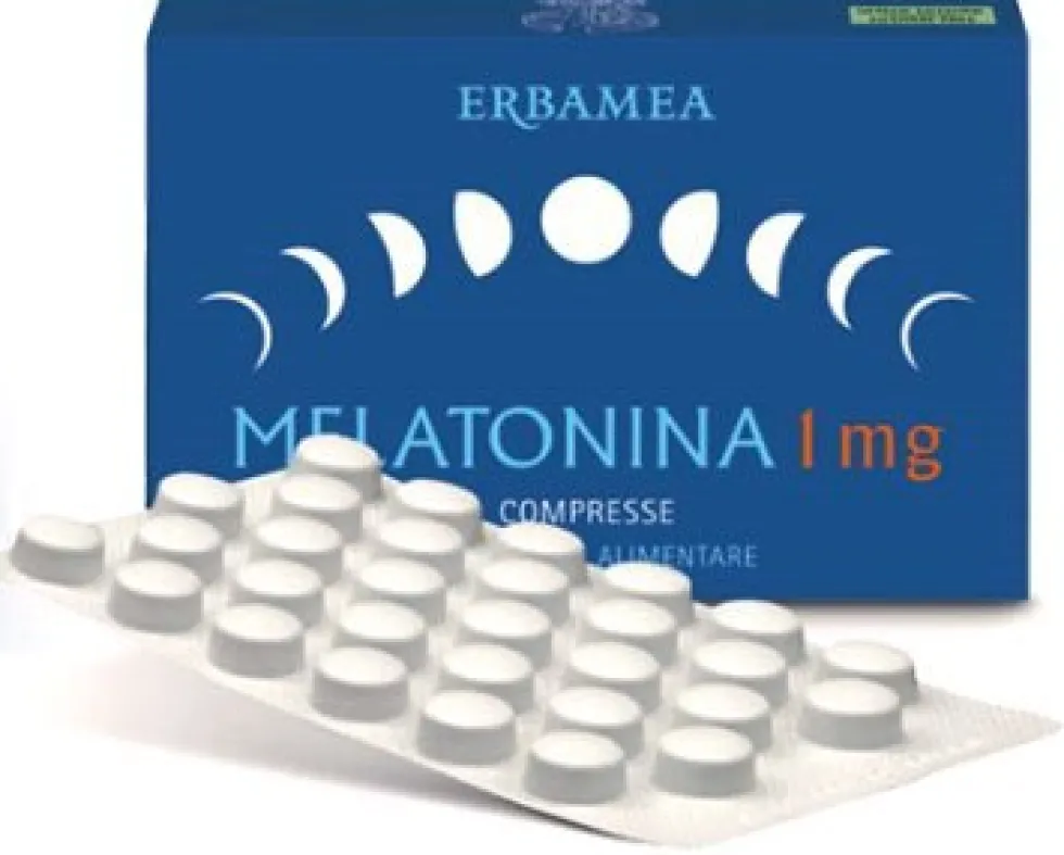 Erbamea Melatonina 1 mg - Integratore alimentare per il sonno e il riposo notturno, 90 compresse