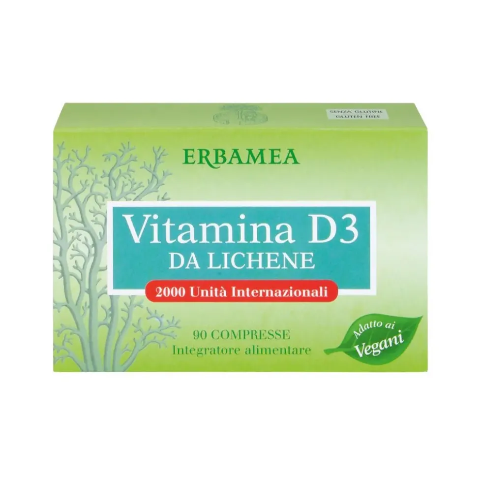 Erbamea Vitamina D3 da Lichene Integratore Alimentare, 90 Compresse