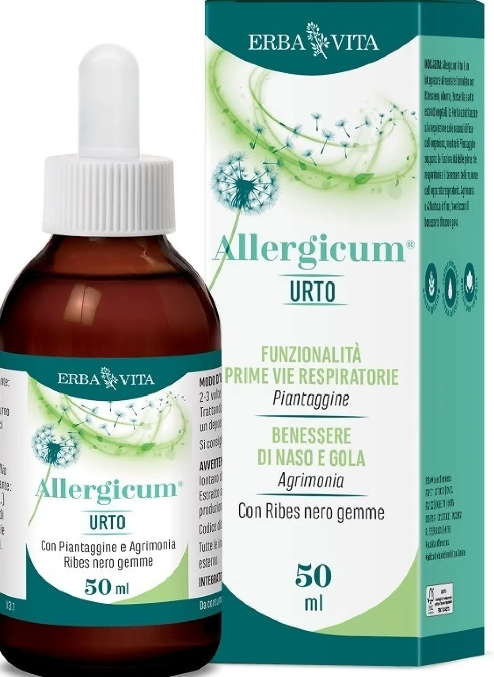 Erba Vita Allergicum Urto - Integratore in gocce per le naturali difese e le vie respiratorie, 50 ml