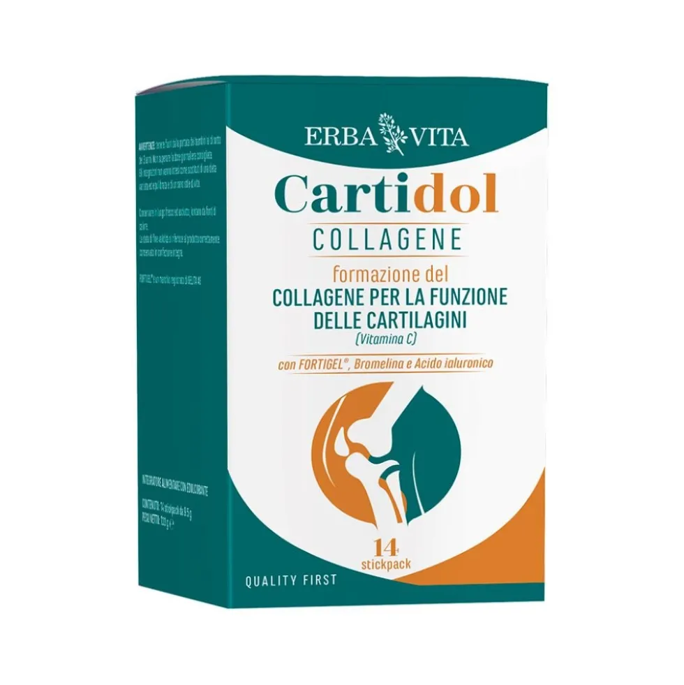 Erba Vita Cartidol Collagene Integratore Alimentare Cartilagini, 14 stick pack