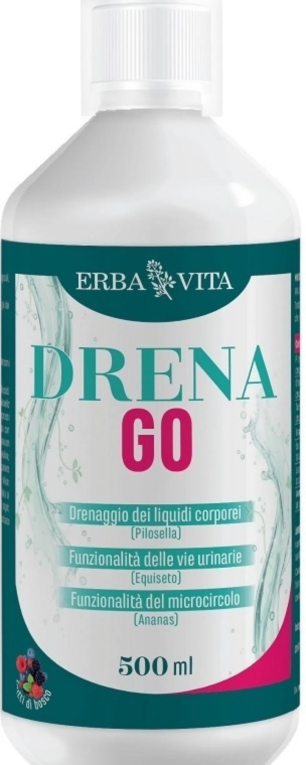 Erba Vita Drena Go - Integratore drenante e depurativo per i liquidi corporei gusto Frutti di Bosco, 500 ml