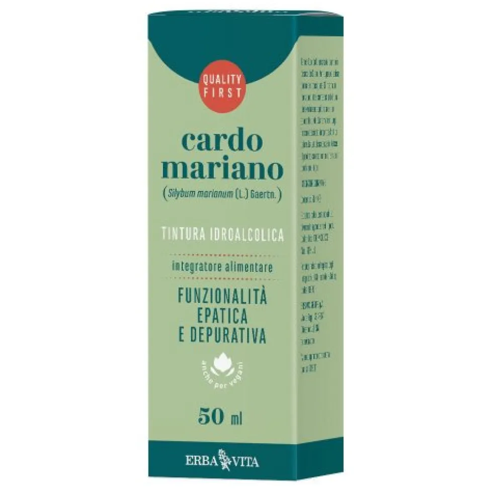 Erba Vita Estratti Liquidi - Cardo Mariano Tintura Idroalcolica Integratore Funzione Epatica e Depurativa, 50ml