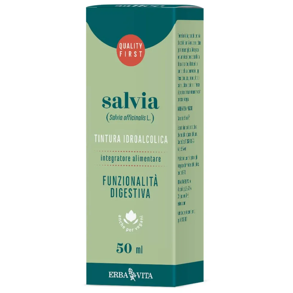Erba Vita Foglie di Salvia Tintura idroalcolica per la funzione digestiva, 50 ml
