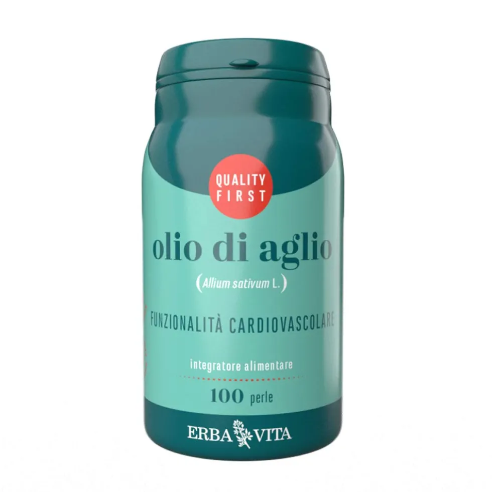 Erba Vita Monoplanta - Olio di Aglio Integratore Cuore e Circolazione, 100 Perle