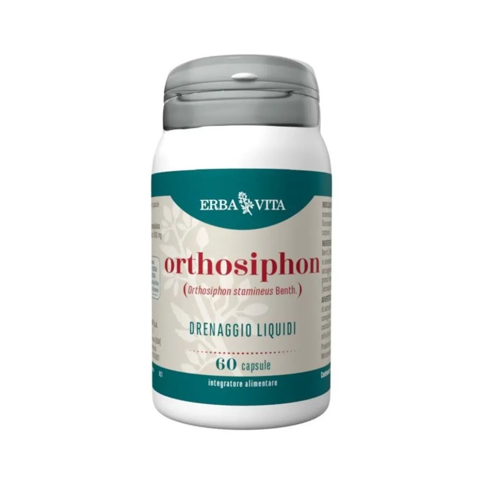 Erba Vita Orthosiphon - Integratore drenante e depurativo per le vie urinarie, 60 capsule