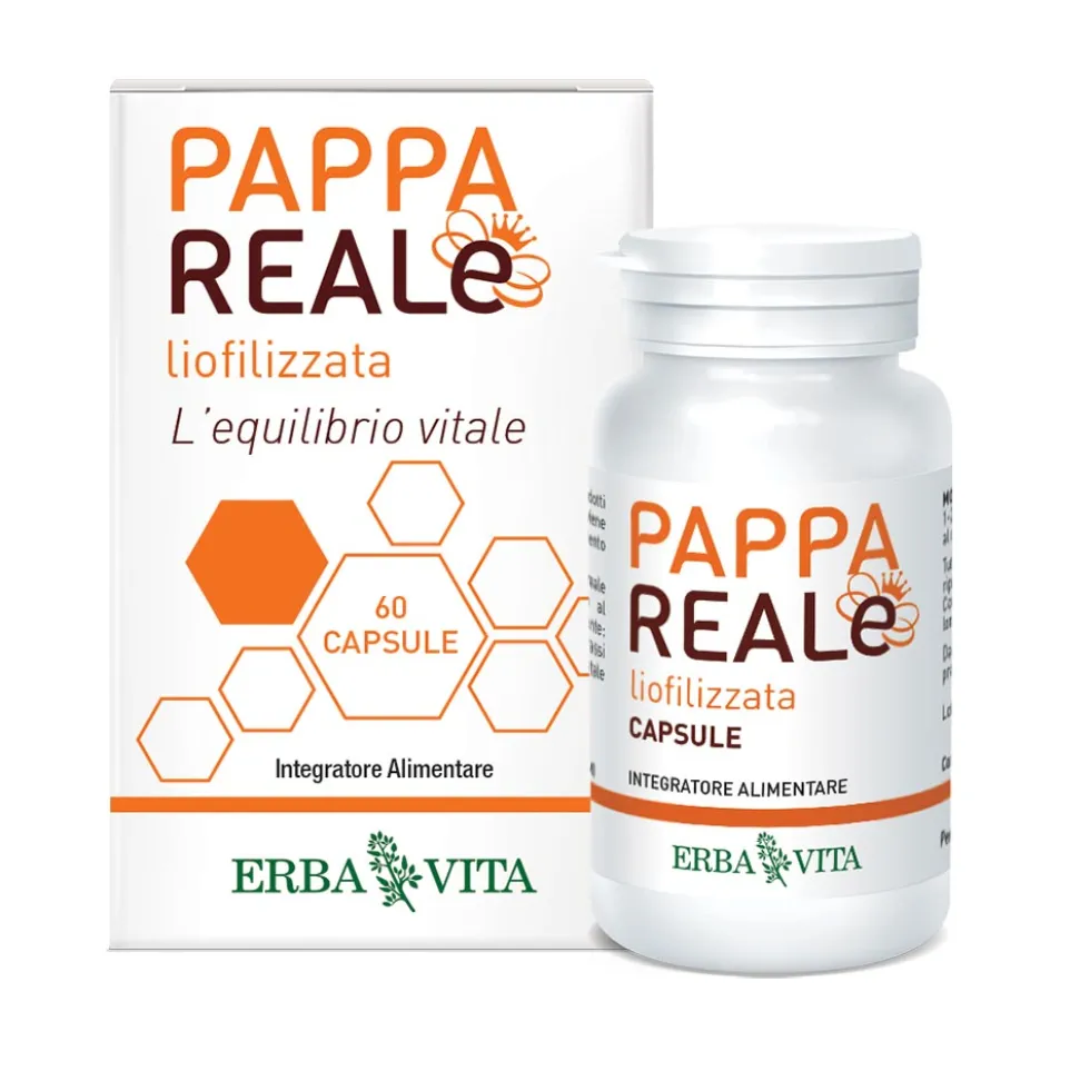Erba Vita Pappa Reale - Pappa Reale Liofilizzata Integratore Difese, 60 Capsule