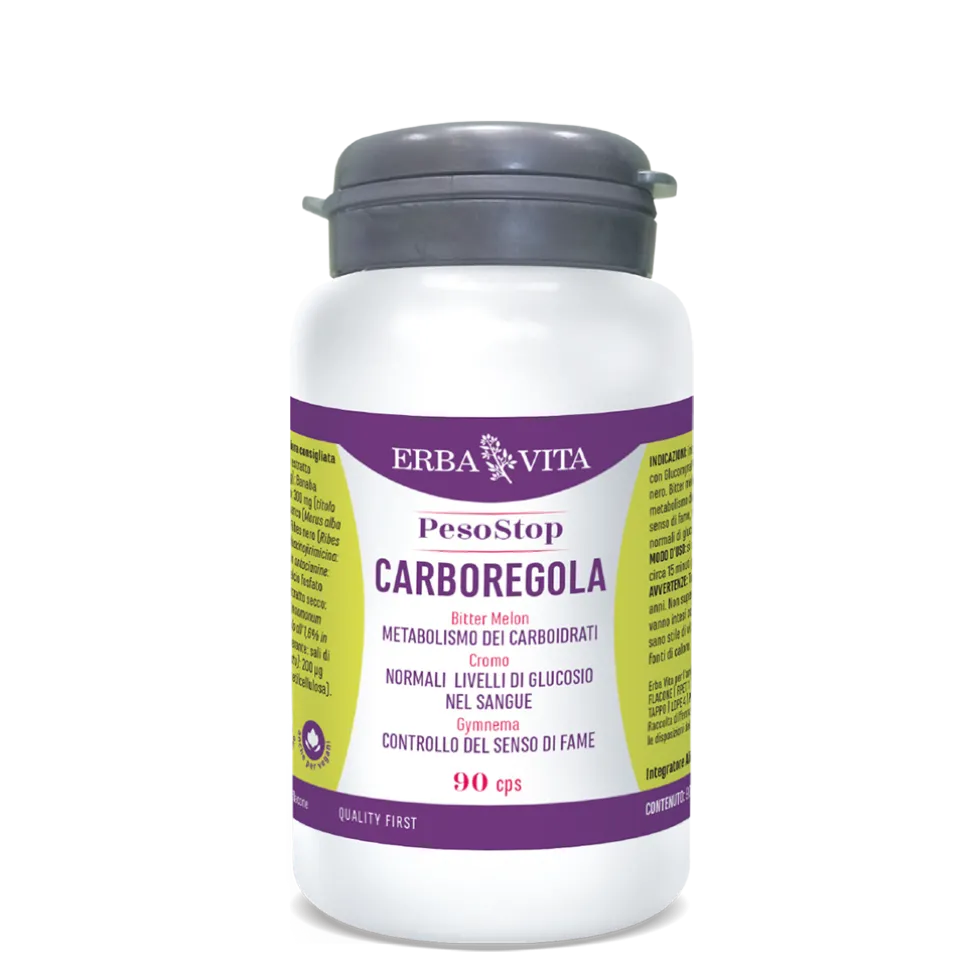 Erba Vita Peso Stop - Carboregola Integratore per il metabolismo dei carboidrati, 90 capsule