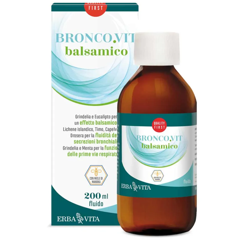 Erba Vita Respirando - Bronco.vit Balsamico Fluido per Vie Respiratorie, 200ml
