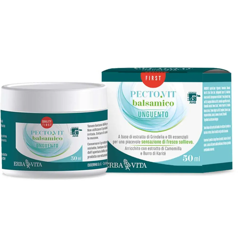 Erba Vita Respirando Pectovit - Unguento balsamico per il respiro libero e sollievo, 50 ml