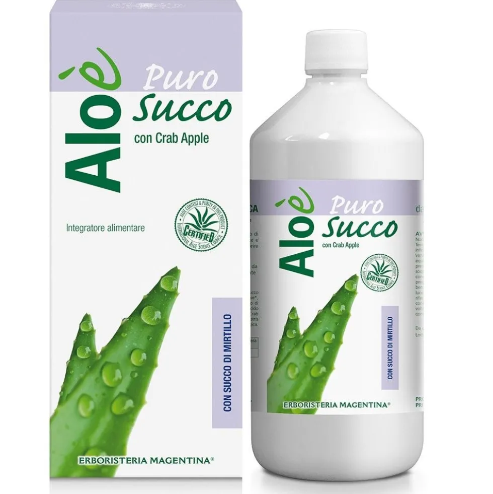 Erboristeria Magentina Aloè - Aloe con Succo di Mirtillo Integratore Alimentare, 1 Litro