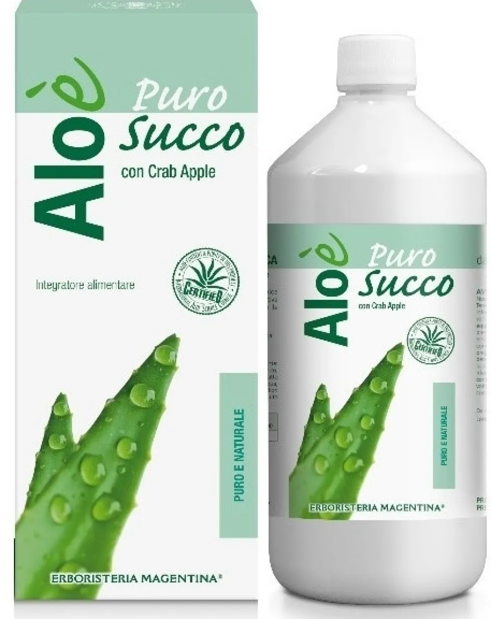 Erboristeria Magentina Aloè Puro Succo di Aloe Bio Integratore Depurativo, 1 Litro