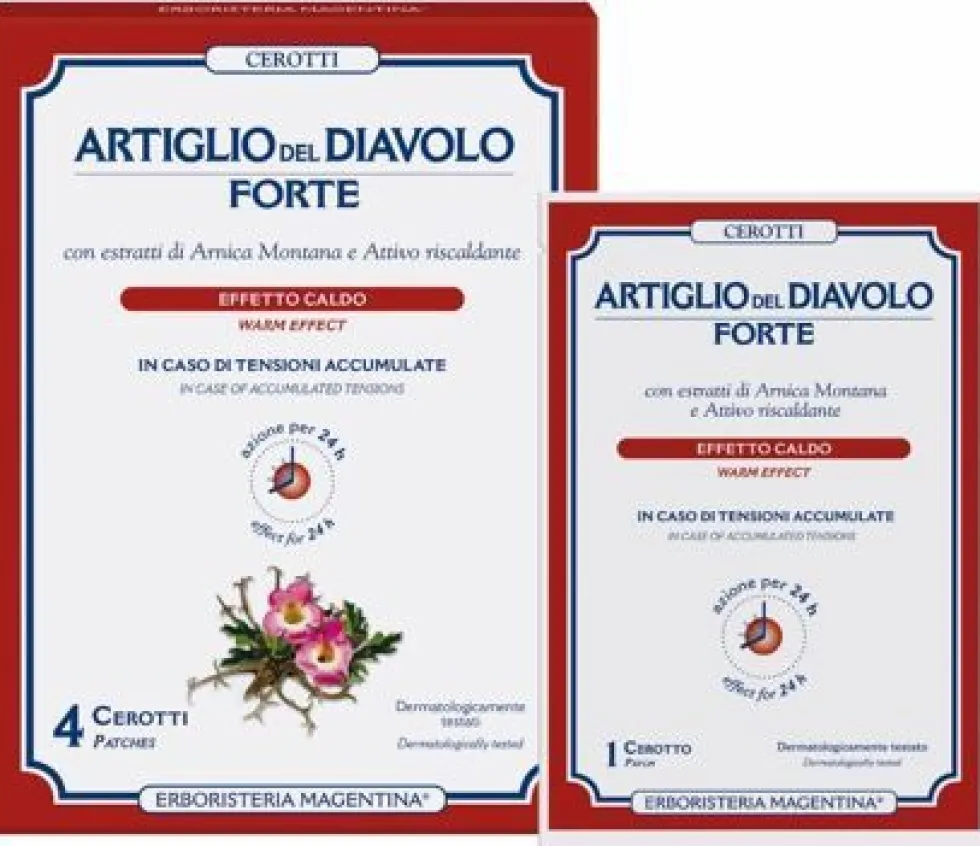Erboristeria Magentina Artiglio del Diavolo Forte - Cerotti Artiglio del Diavolo Forte Effetto Caldo, 4 Pezzi