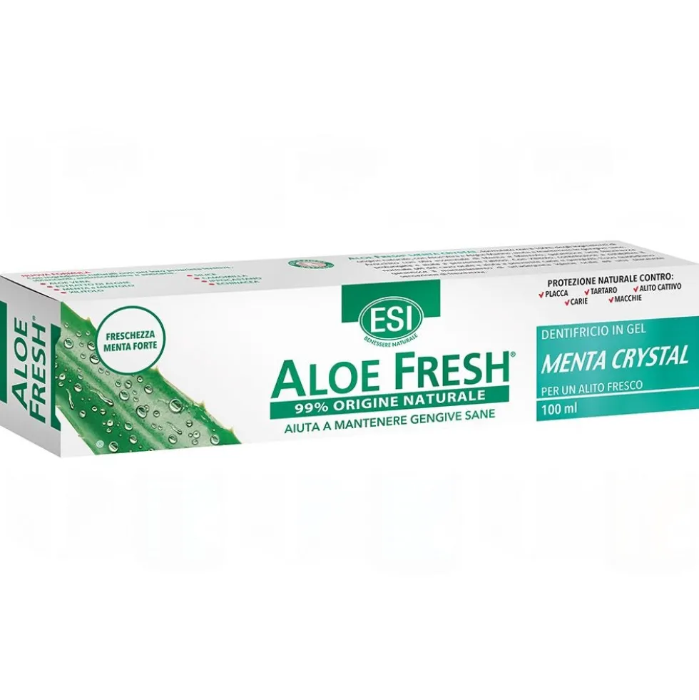 ESI Aloe Fresh Menta Crystal - Dentifricio in gel per l'igiene orale e l'alito fresco, 100 ml