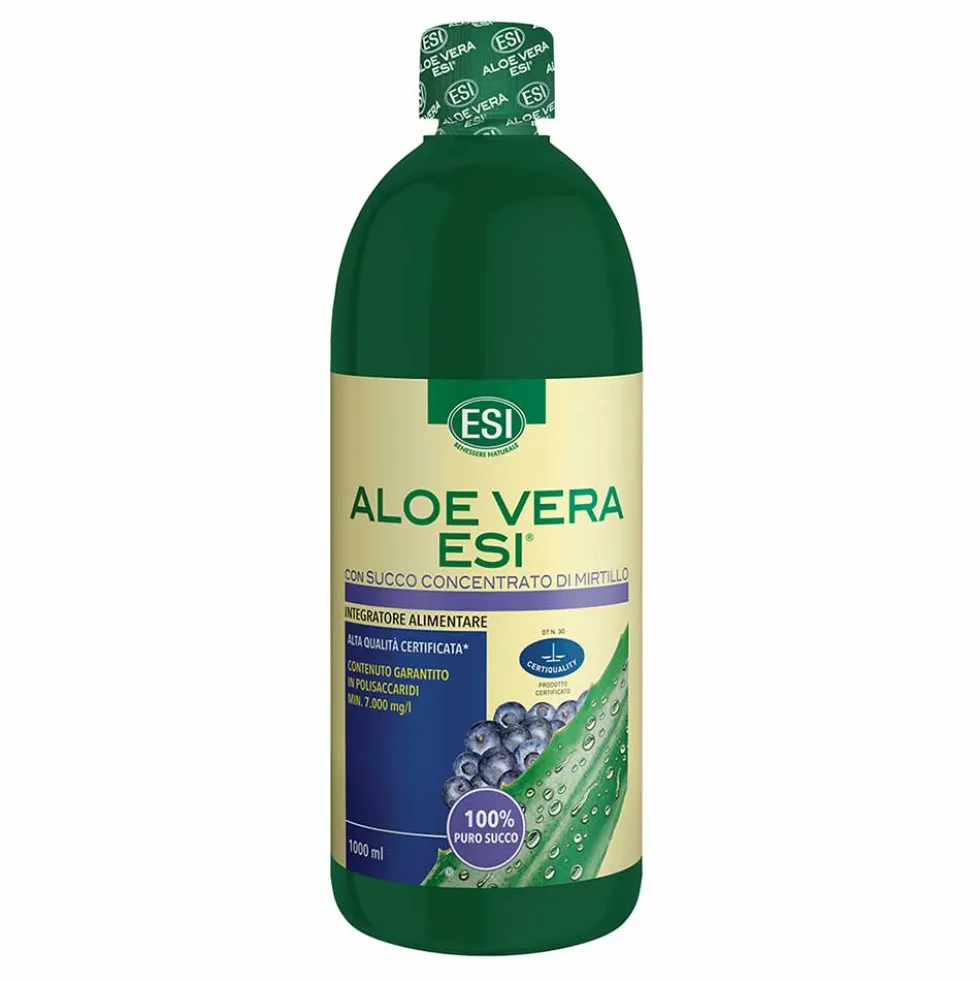 ESI Aloe Vera massima forza con mirtillo - Integratore in succo per la depurazione, 1000 ml