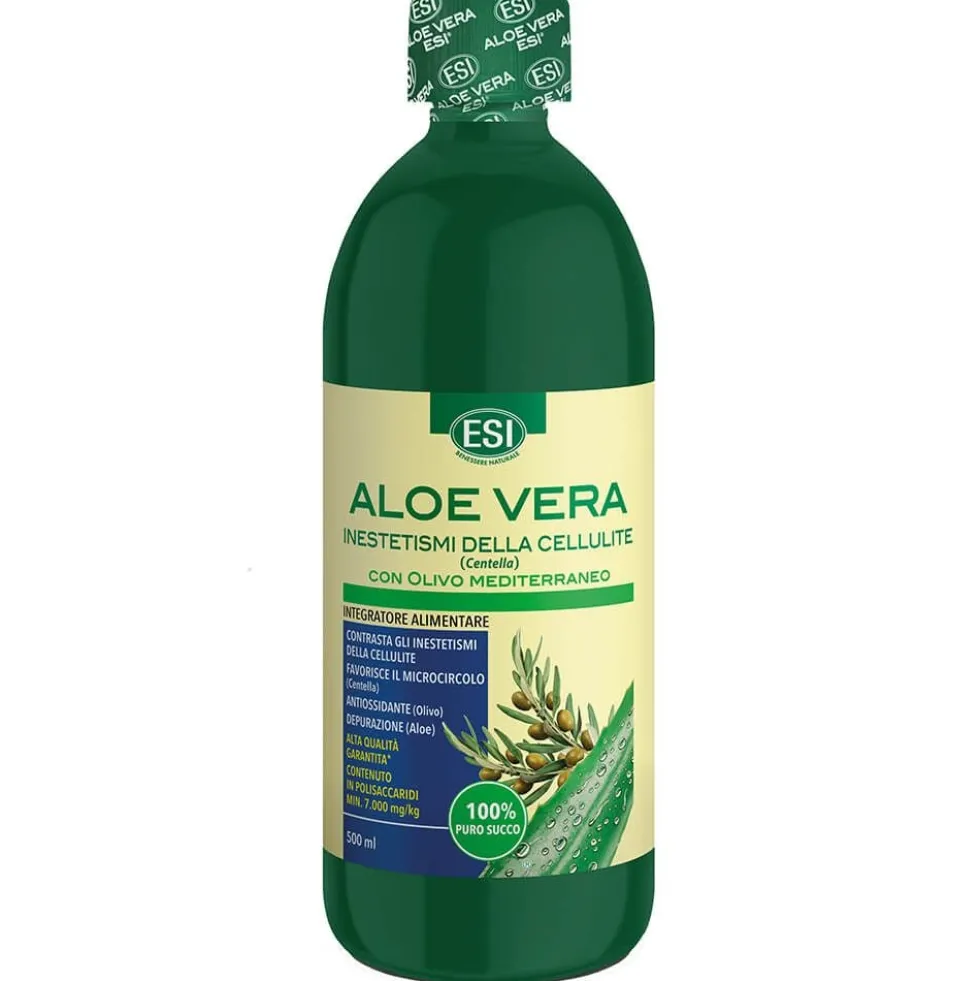 Esi Aloe Vera Succo con Olivo Mediterraneo Integratore Inestetismi della Cellulite, 500ml