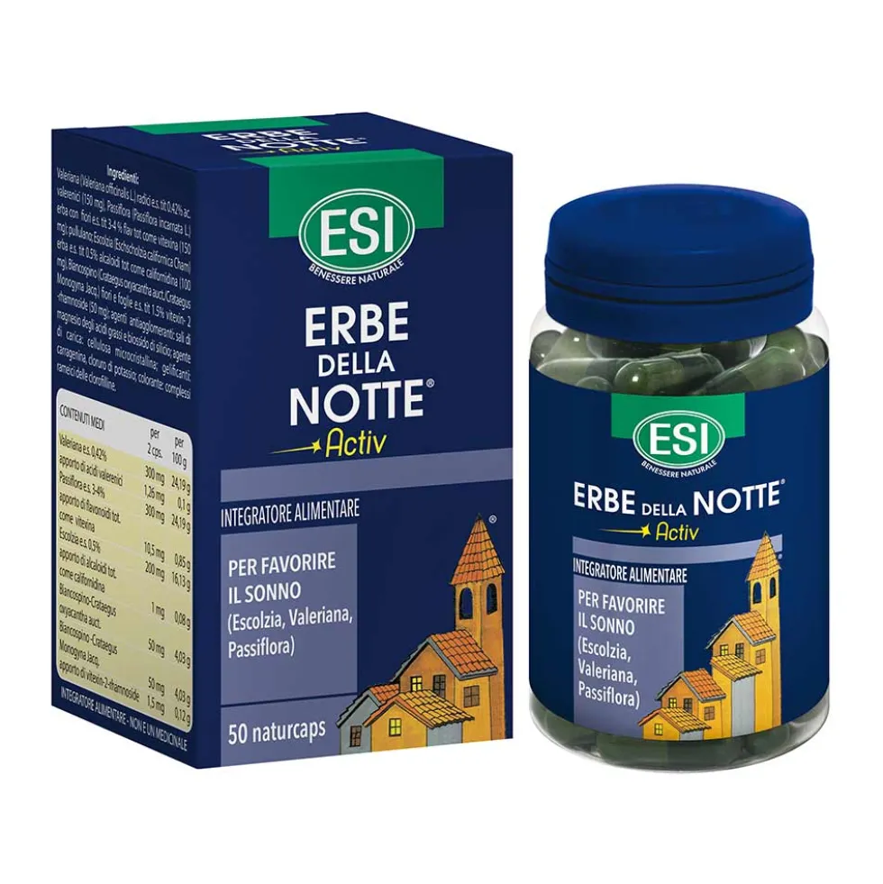 ESI Erbe della Notte - Activ Integratore Naturale per Favorire il Sonno, 50 Caps