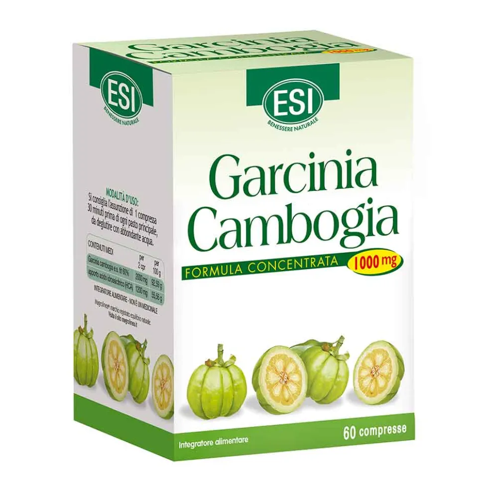 ESI Garcinia Cambogia 1000mg - Integratore alimentare per il controllo del peso, 60 compresse