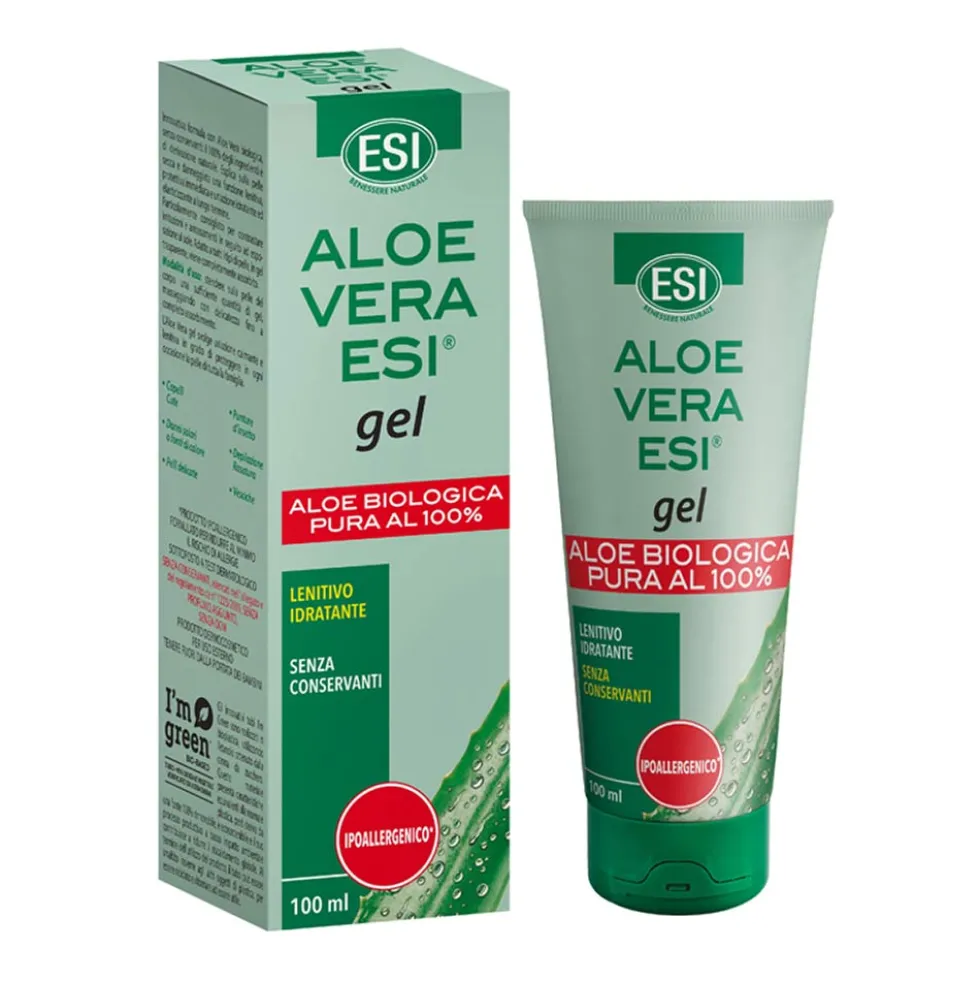 ESI Gel puro di aloe vera - Gel lenitivo e idratante per la pelle secca e irritata, 100 ml