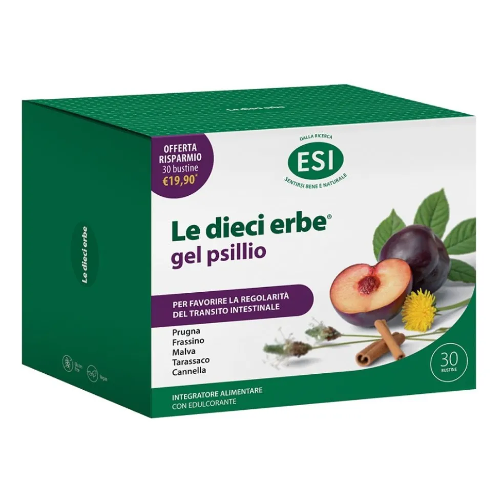 Esi Le Dieci Erbe Gel Psillio - Integratore alimentare per la regolarità intestinale, 30 bustine