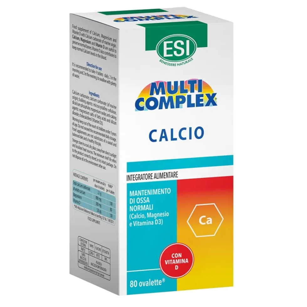 ESI Multicomplex - Calcio Integratore Alimentare per le Ossa, 80 ovalette