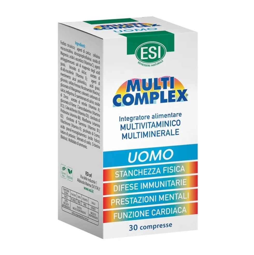 ESI Multicomplex Uomo - Integratore di vitamine e minerali per l'energia e le difese, 30 compresse