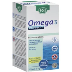 ESI Omega 3 - Extra Pure Integratore Naturale Omega 3 e Vitamina E, 180 Perle