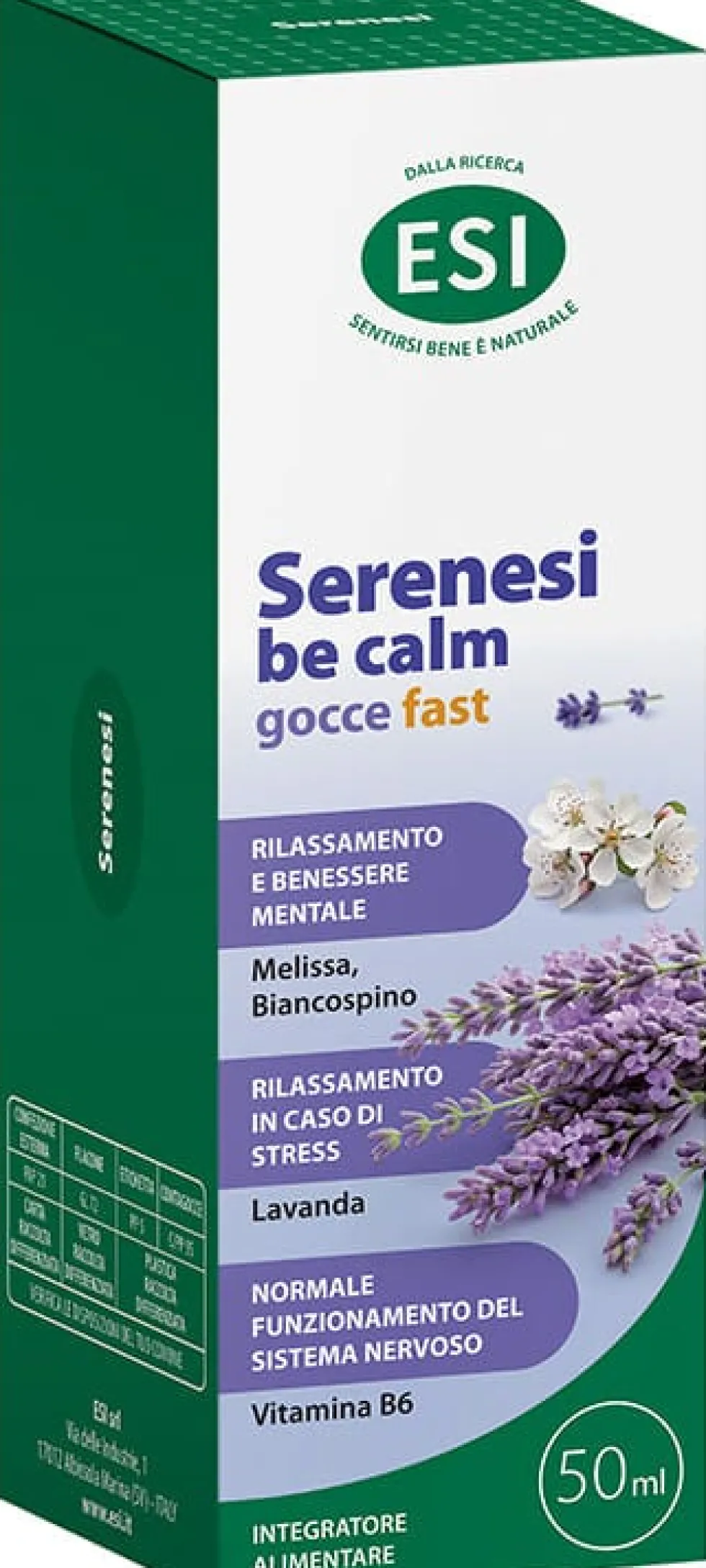 ESI Serenesi Be Calm - Integratore alimentare in gocce per il rilassamento rapido, 50 ml