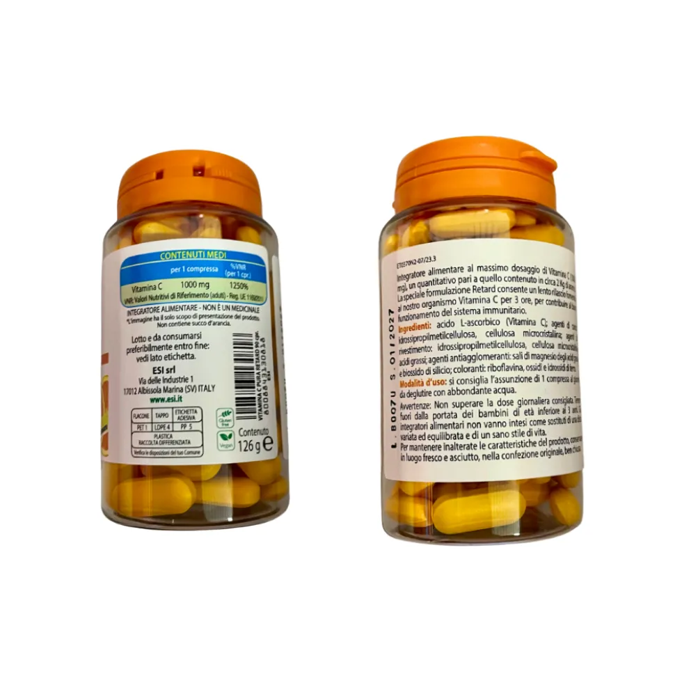ESI Vitamina C Pura Retard 1000 mg - Integratore per il sistema immunitario, 90 compresse