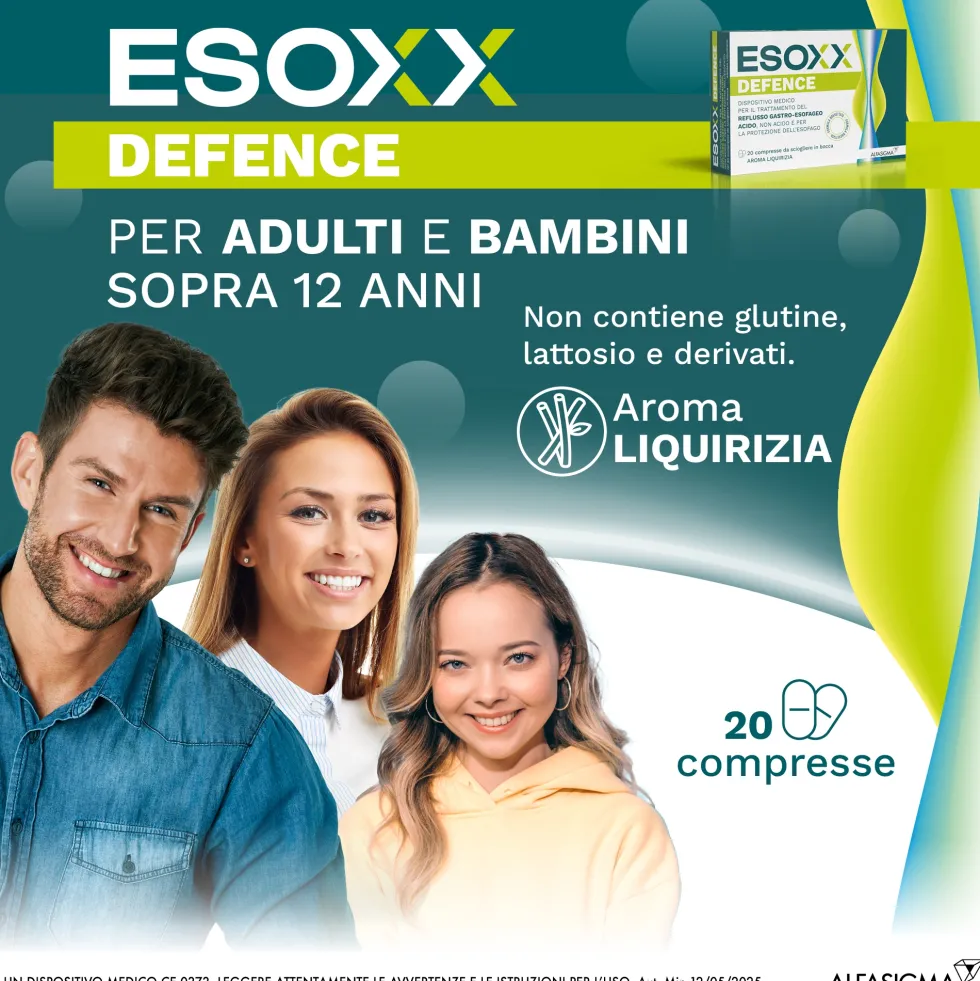EsoXX Defence Dispositivo Medico per Reflusso Gastro-Esofageo, 20 Compresse