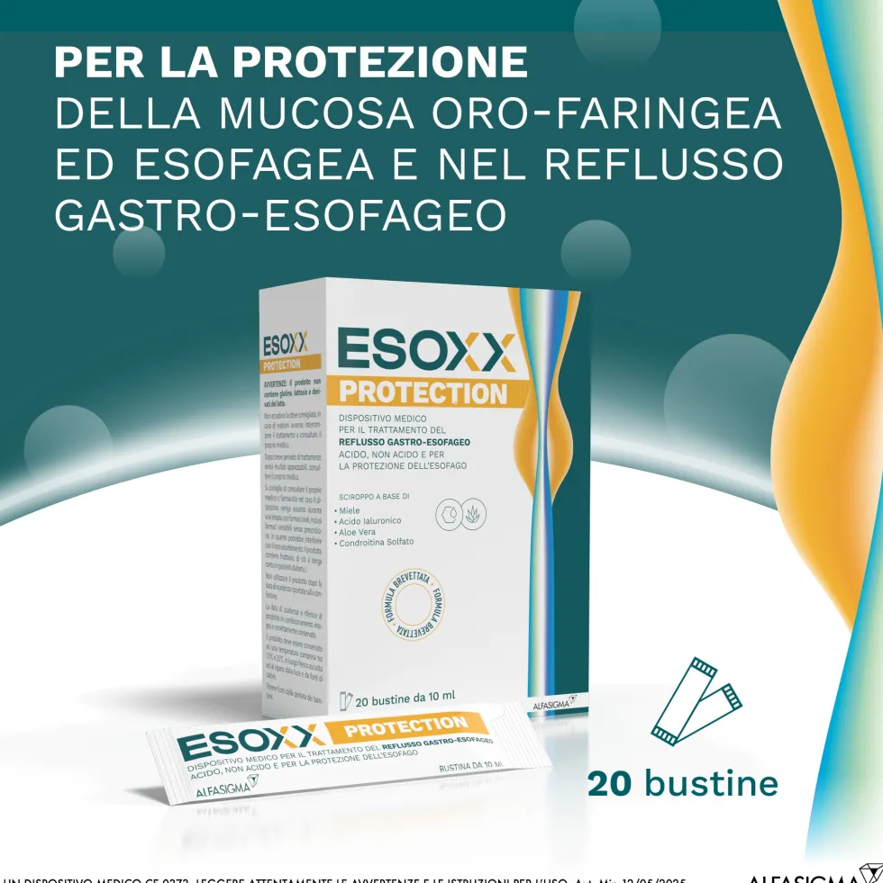 EsoXX Protection Dispositivo Medico per il Reflusso Gastro-Esofageo, 20 Bustine