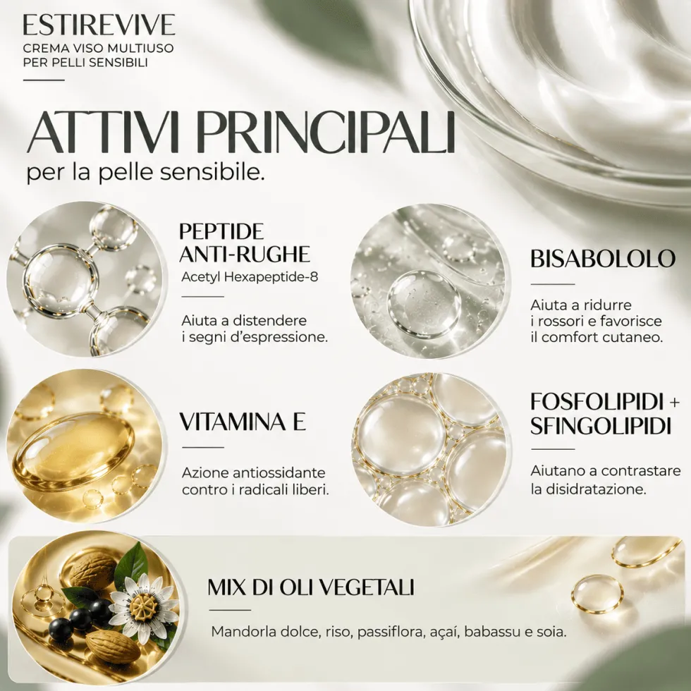 Estiage EstiRevive Crema Viso Multiuso per Pelli Sensibili e Sottili, 50ml
