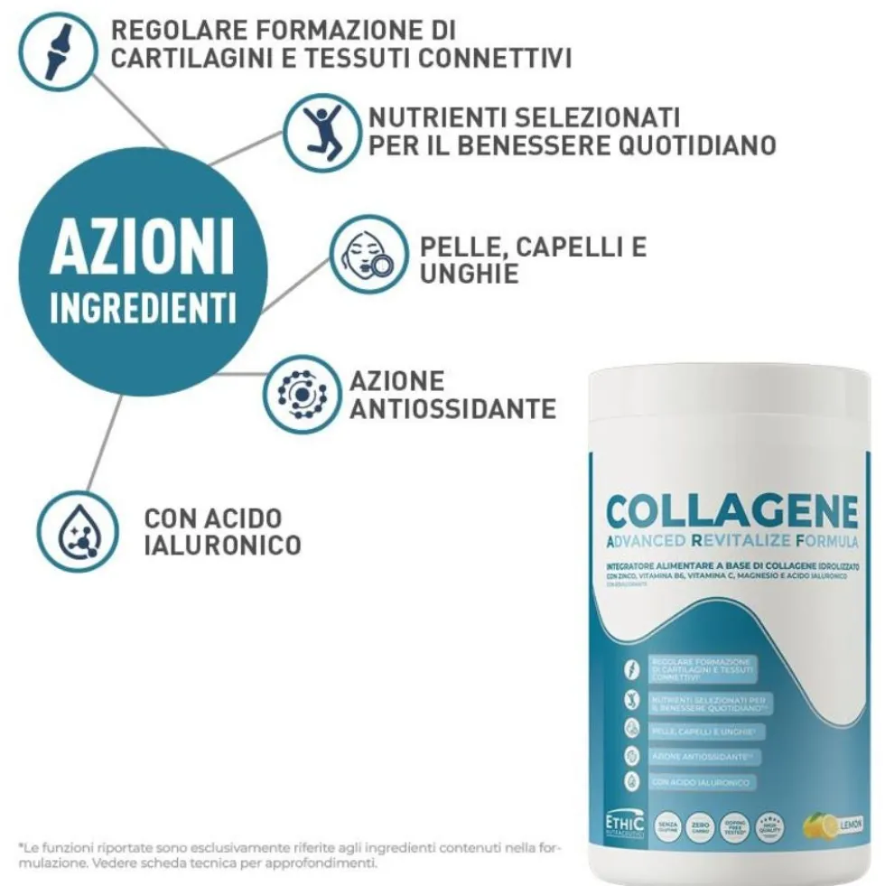 EthicSport Collagene ARF Integratore con Zinco Magnesio Acido Ialuronico Vitamina B6 e C, 400g