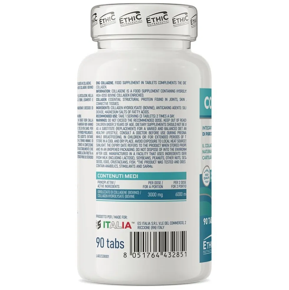EthicSport Collagene Integratore per Apporto di Fonti Proteiche, 90 Tabs