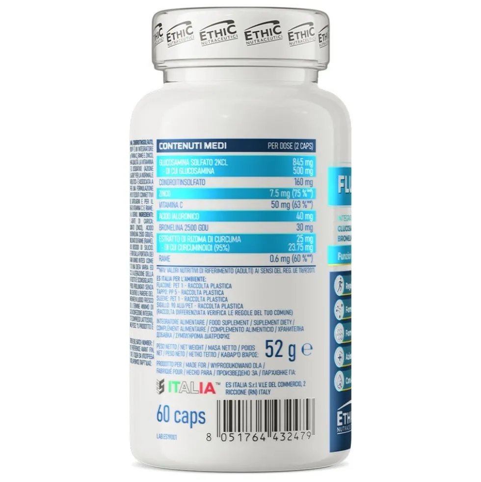 EthicSport Fluid Motion - Integratore per le cartilagini e i tessuti connettivi, 60 capsule