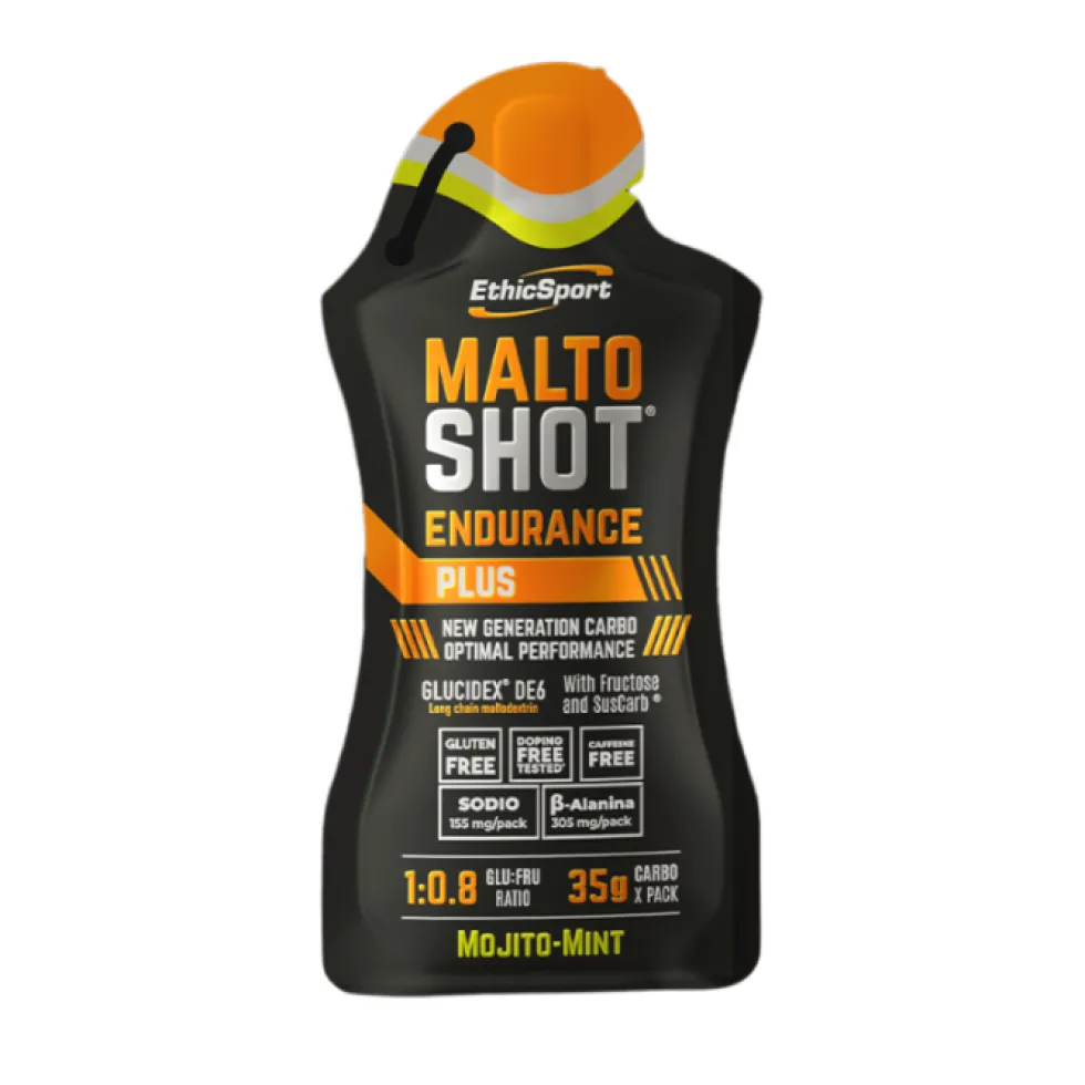 EthicSport MaltoShot Endurance Plus -Gel energetico per la resistenza gusto mojito mint, 50 ml