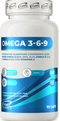 EthicSport Omega 3-6-9 Integratore alimentare per la funzione cardiaca, 90 capsule