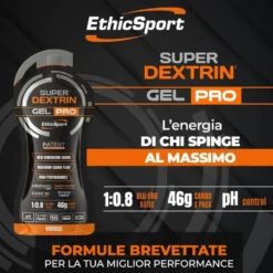 EthicSport Super Dextrin Gel Pro all'arancia - Gel energetico per l'energia prolungata, 60 ml