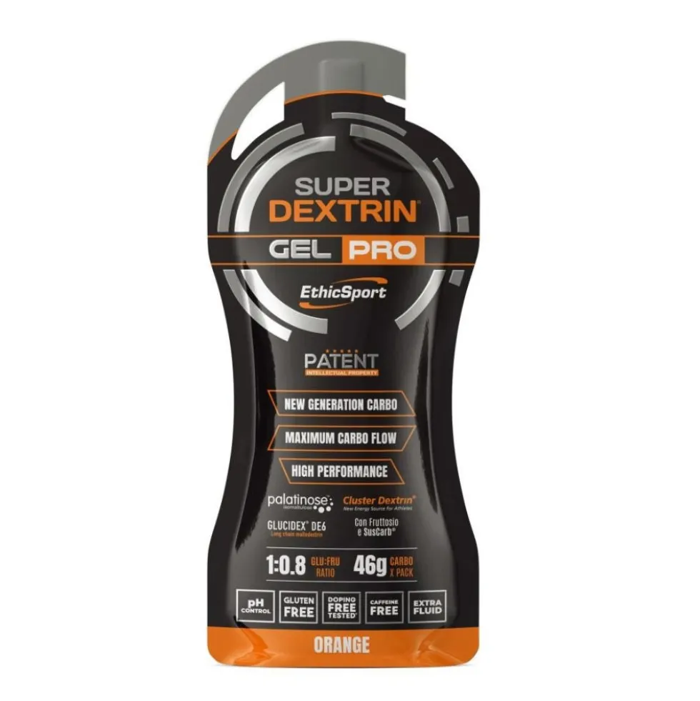 EthicSport Super Dextrin Gel Pro all'arancia - Gel energetico per l'energia prolungata, 60 ml