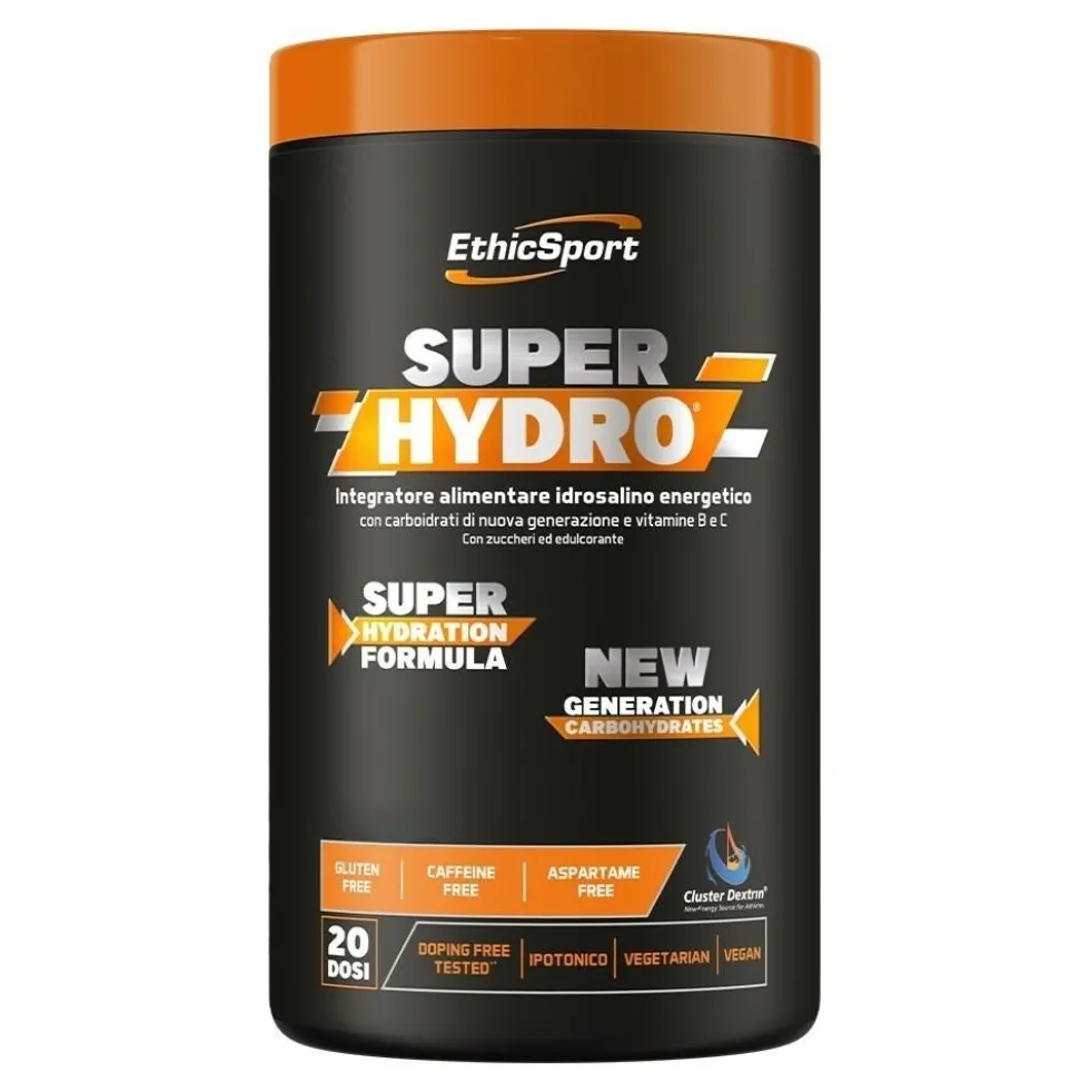 EthicSport Super Hydro Integratore Idrosalino Energetico Con Carboidrati e Vitamine B e C Gusto Apple Grapefruit, 500g