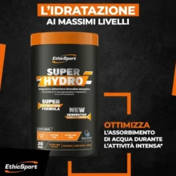 EthicSport Super Hydro Integratore Idrosalino Energetico Con Carboidrati e Vitamine B e C Gusto Apple Grapefruit, 500g