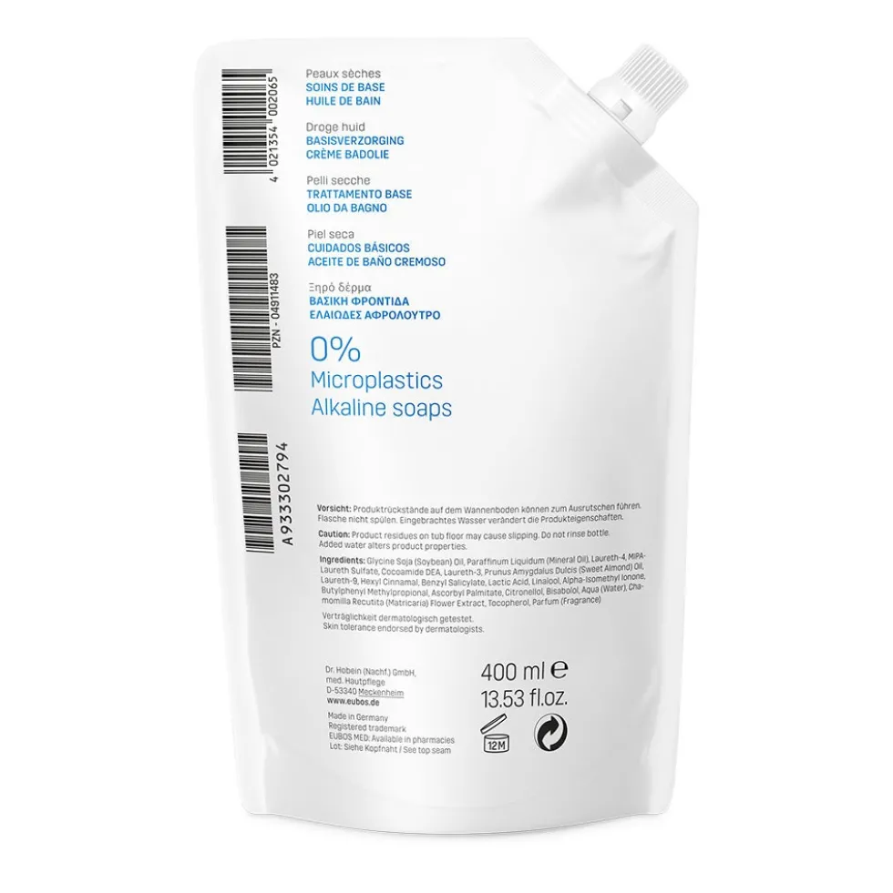 Eubos Base - Olio da Bagno Ricarica, 400ml