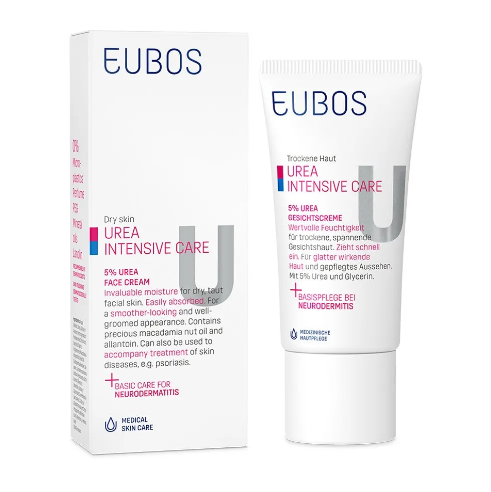 Eubos Urea - Crema Viso per Pelle Secca 5%, 50ml