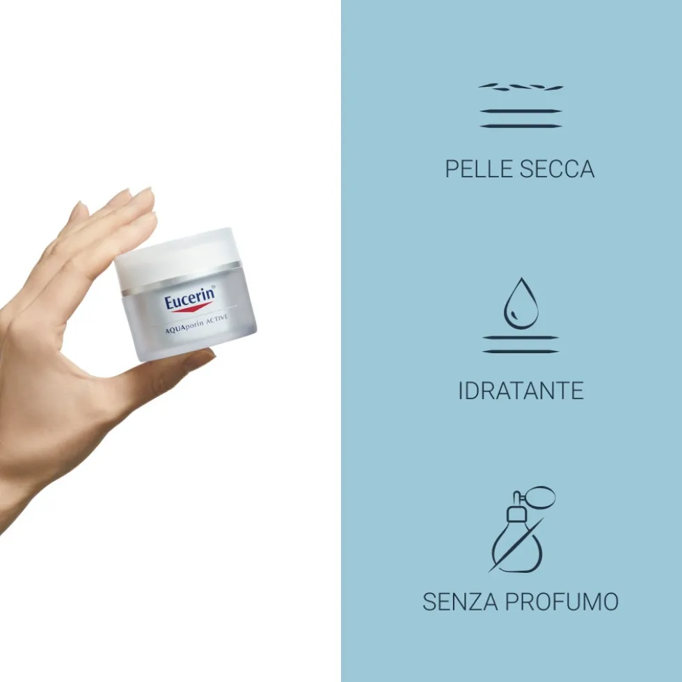 Eucerin Aquaporin Active - Crema idratante viso per la pelle secca e sensibile, 50 ml