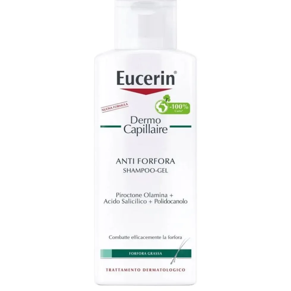 Eucerin DermoCapillaire Shampoo gel per la forfora grassa e la dermatite seborroica, 250 ml