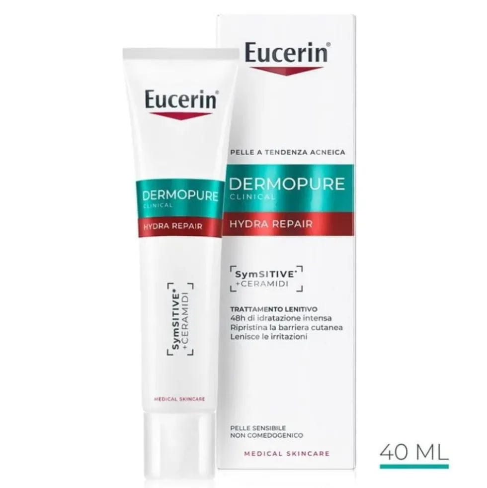 Eucerin Dermopure Clinical - Hydra Repair Trattamento Lenitivo per Pelle Grassa a Tendenza Acneica Sensibile, 40ml