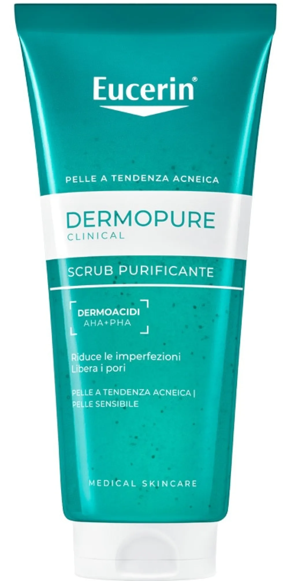 Eucerin DermoPure Scrub Detergente esfoliante viso per la pelle grassa e acneica, 100 ml